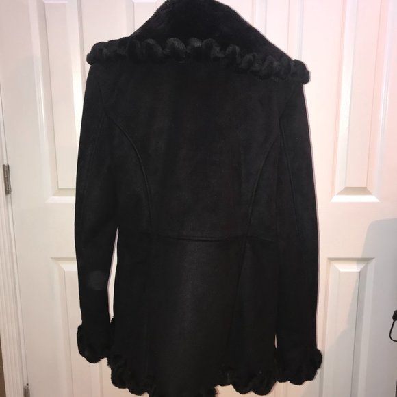 Colebrook Jackets & Coats Colebrook Faux Suede Finish Fur Black